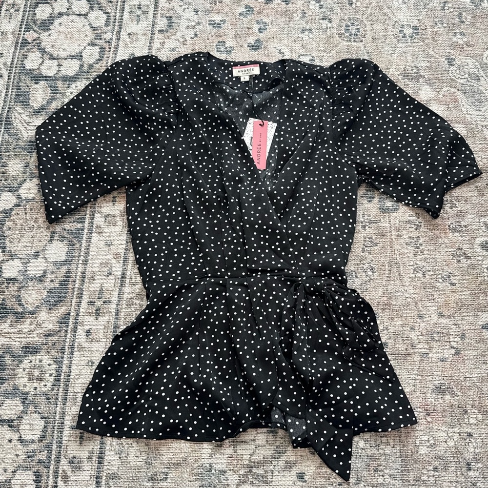 Boutique Polka Dot Wrap Top